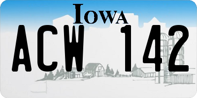 IA license plate ACW142