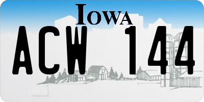 IA license plate ACW144