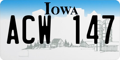 IA license plate ACW147