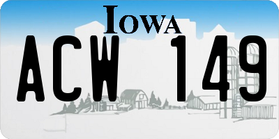 IA license plate ACW149