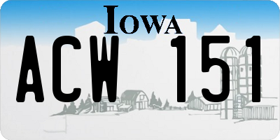IA license plate ACW151