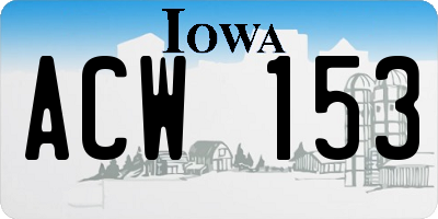 IA license plate ACW153