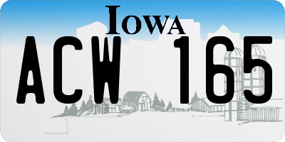 IA license plate ACW165