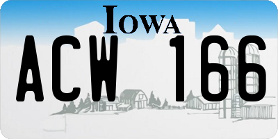 IA license plate ACW166