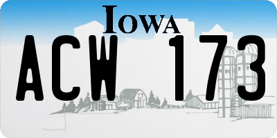 IA license plate ACW173