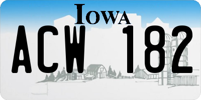 IA license plate ACW182