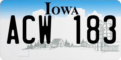IA license plate ACW183