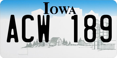 IA license plate ACW189