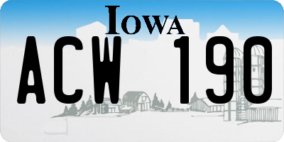IA license plate ACW190