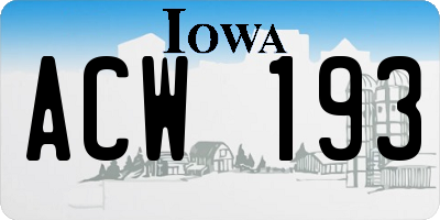 IA license plate ACW193
