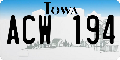 IA license plate ACW194