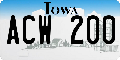 IA license plate ACW200