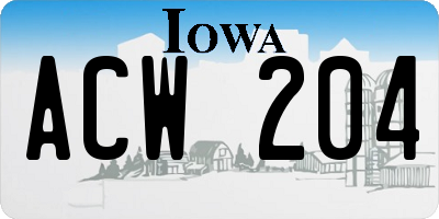 IA license plate ACW204