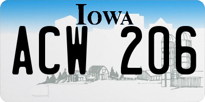 IA license plate ACW206