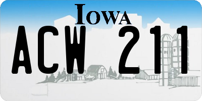 IA license plate ACW211