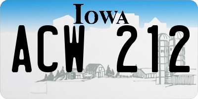 IA license plate ACW212