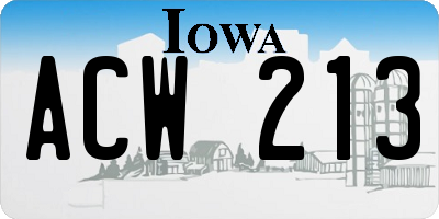IA license plate ACW213