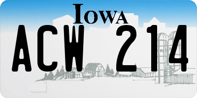 IA license plate ACW214