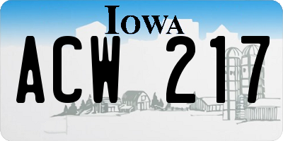 IA license plate ACW217
