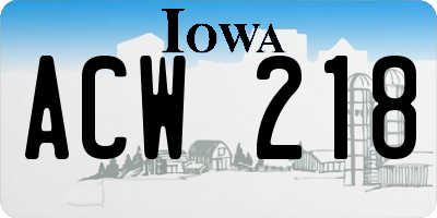 IA license plate ACW218