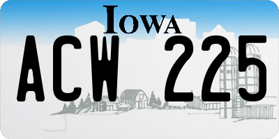IA license plate ACW225