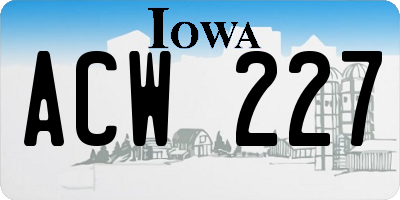 IA license plate ACW227