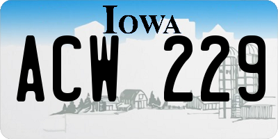 IA license plate ACW229