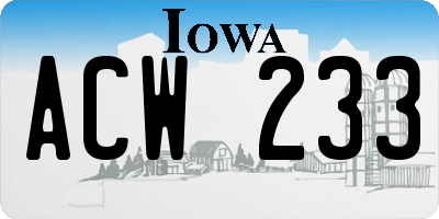 IA license plate ACW233