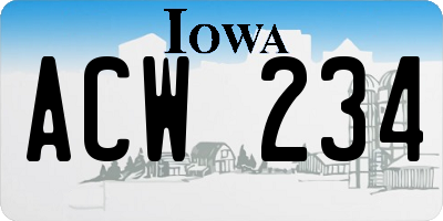 IA license plate ACW234