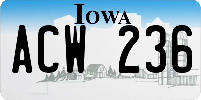 IA license plate ACW236