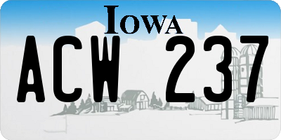 IA license plate ACW237