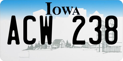 IA license plate ACW238