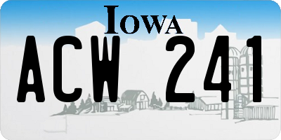 IA license plate ACW241