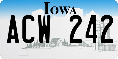 IA license plate ACW242