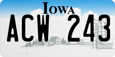 IA license plate ACW243