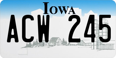 IA license plate ACW245