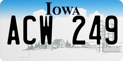 IA license plate ACW249