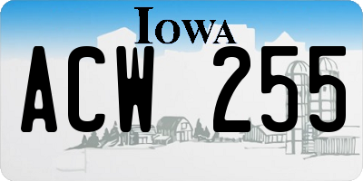 IA license plate ACW255