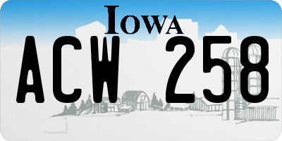 IA license plate ACW258