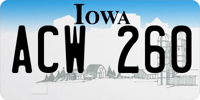 IA license plate ACW260