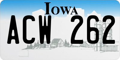 IA license plate ACW262