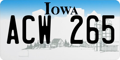 IA license plate ACW265