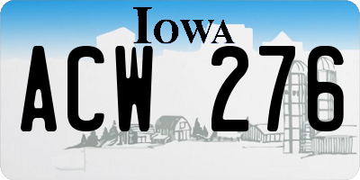 IA license plate ACW276