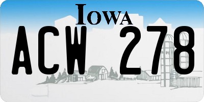 IA license plate ACW278