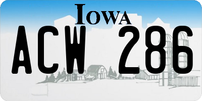 IA license plate ACW286