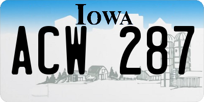 IA license plate ACW287