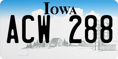 IA license plate ACW288