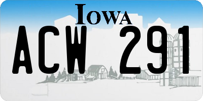 IA license plate ACW291