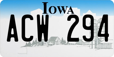 IA license plate ACW294