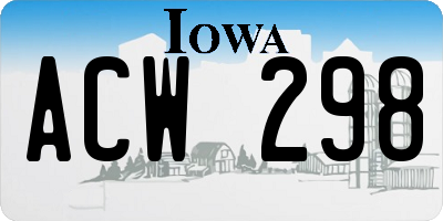 IA license plate ACW298